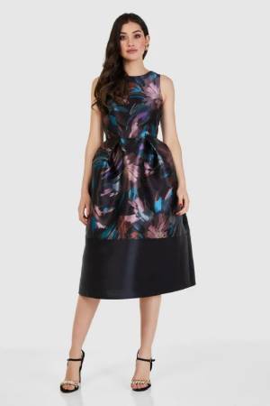 Closet London black floral print midi dress