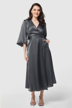 Closet London Grey A-Line Wrap Dress