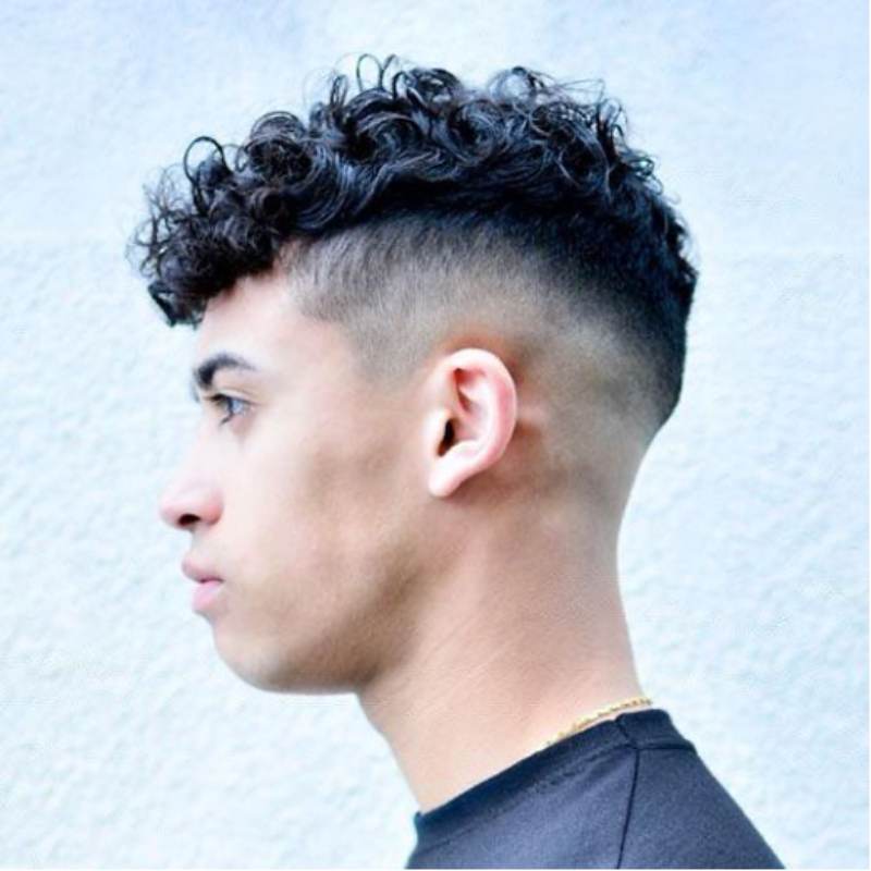 Low Bald Fade With Curly Fringe