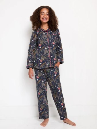 Theirnibs Kids & Tweens Cotton Traditional Pyjamas Black Bats