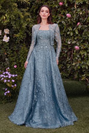 The Dress Outlet Long A Line Removable Jacket Formal Prom Dress