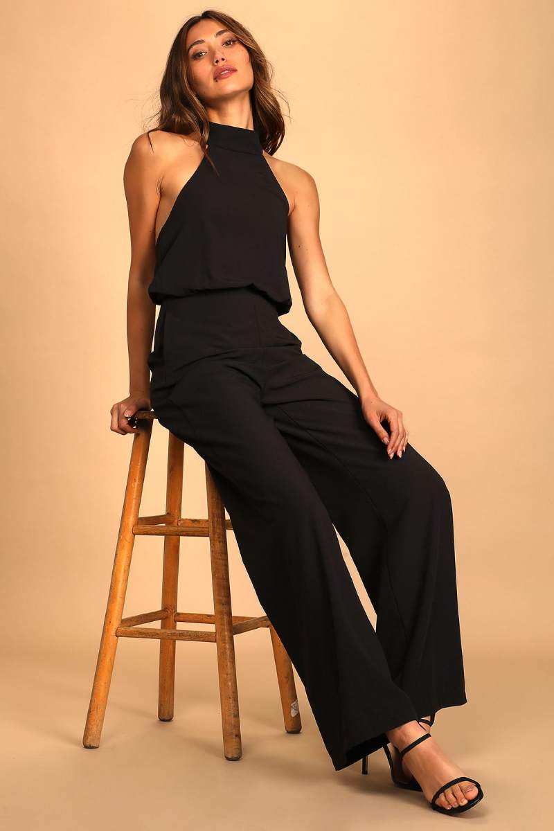 Moment for Life Black Halter Jumpsuit