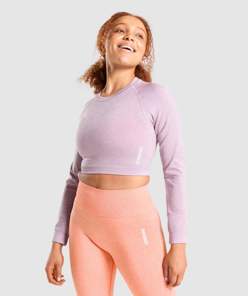 Womens Adapt Marl Seamless Long Sleeve Crop Top