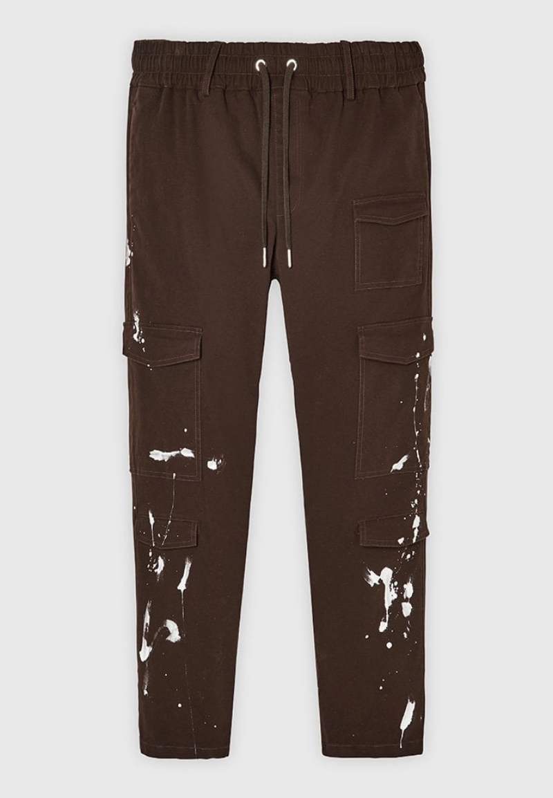 Paint Splatter Cargo Pants - Brown