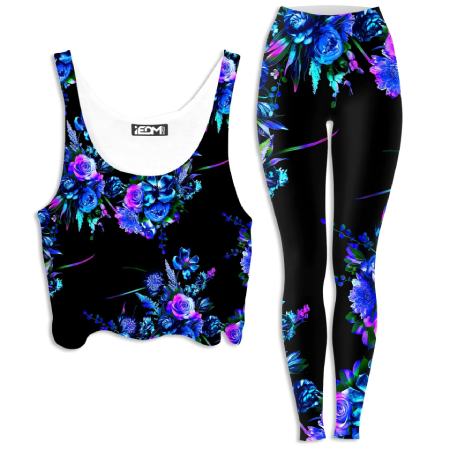 iEDM Midnight Garden Crop Top and Leggings Combo