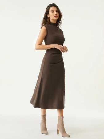 OGL Mockneck Tucks Midi Dress