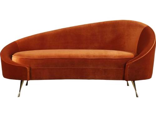 Top Modern Orange Fabric Upholstered Loveseat