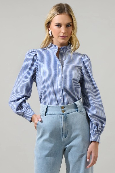 Sugarlips Sandy Striped Doris Button Down Shirt